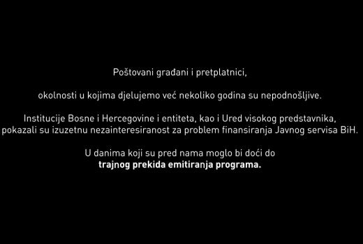 BHRT upozorava na moguće trajno gašenje javnog servisa