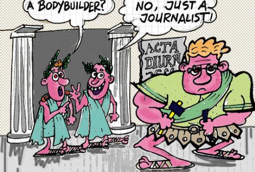 Karikatura: Novinar bodybuilder