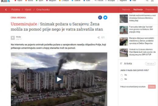 Snimak požara u Sarajevu: Sve za klikove