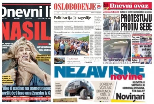 Samo je Dnevni list današnju naslovnicu posvetio femicidu i nasilju