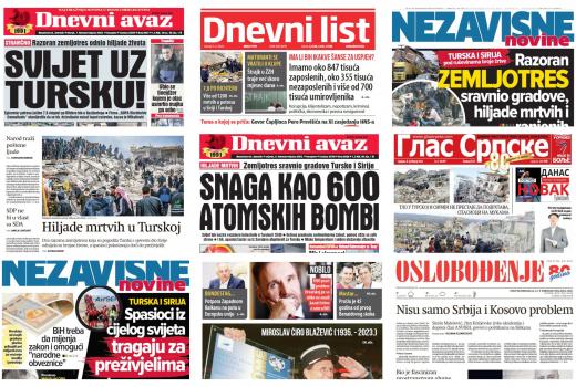 Sedmica u naslovincama: Zemljotres u Turskoj u fokusu