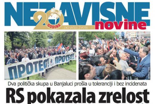 Protest opozicije i kontramiting vlasti u Republici Srpskoj obilježili su maj u bh. štampi