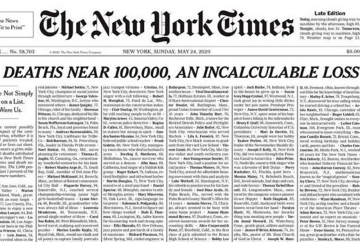 New York Times na naslovnoj strani objavio spisak umrlih od COVID-19